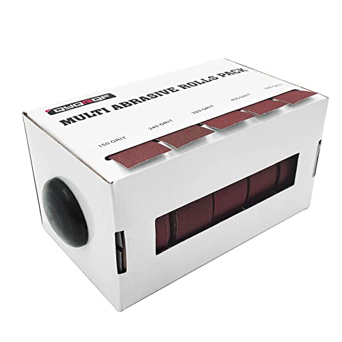 QYQRQF Emery Cloth Roll, 5 Grits Abrasive Sandpaper Rolls Assorted Sand Paper with Dispenser for Woodworking Automotive Metal Polishing, 150 240 320 QYQRQF