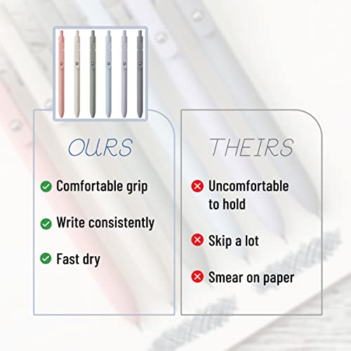 Mr. Pen- Retractable Gel Pens, 6 Pack, Morandi Barrels, Japanese Black Gel Pens, Fast Dry, Gel Pens Fine Point 0.5mm, Cute Pens, Gel Ink Pens, Black Mr. Pen