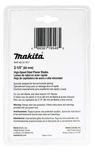 Makita 2 Piece - 3.25" HSS Planer Blades for 3.25" Planers - Fast Cutting for Hard Wood Makita