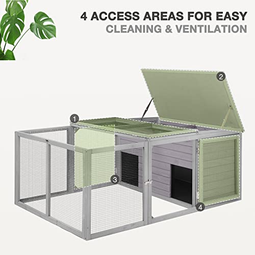 MEDEHOO Chicken Coop Large Wooden Rabbit Hutch Indoor Outdoor with 2 Living House ANG PVC Layer for Chicken, Hutch, Ducks MEDEHOO