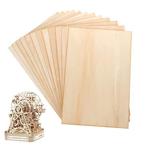 12 Pack Basswood Sheets 1/8 x 12 x 12 Inch Plywood Board, Thin Natural  Unfinished Wood for Crafts, Hobby, Model Making, Wood Burning and Laser