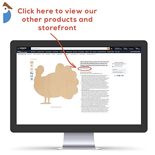 Classic Wood Turkey Cutouts 12 inch, Pack of 3 Unfinished Wooden Cutouts for Crafting, and DIY Thanksgiving Party Decorations, by Woodpeckers Woodpeckers