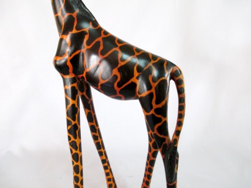 African Art 18" Hand Carved Wood Wooden Giraffe Sculpture Statue - Made in Kenya African Art