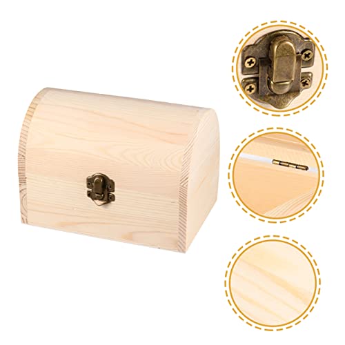 VILLCASE 3Pcs arched wooden box small wood crate jewelry organizer sundries organizer unfinished wooden case treasure case wood decor mini decor VILLCASE