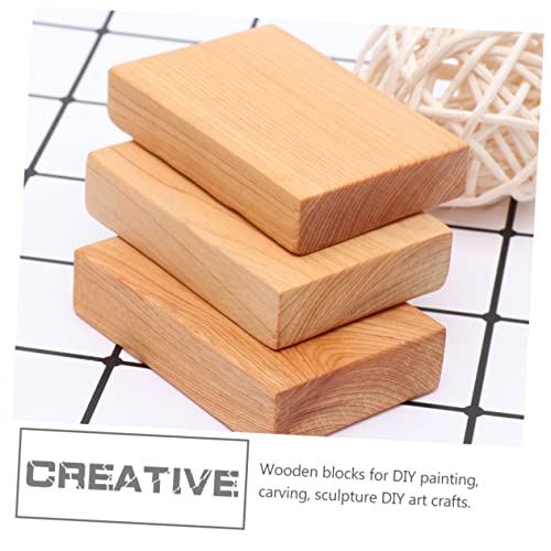 COHEALI 4pcs Carved Wood Block Toy Unfinished Wood Cubes Wood Whittling Kit Basswood Carving Blocks Unfinished Wood Blocks Kid Blocks Kid Craft Small COHEALI