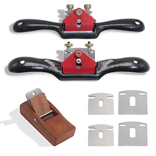 boeray 2pcs Adjustable SpokeShave with Flat Base, 6pcs Metal Blade and 1pcs Portable Woodworking Planes Wood Working Hand Tool Perfect for Wood boeray