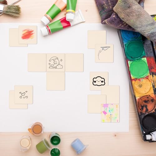 LOYORTY 300Pcs 2x2 Wood Squares for Crafts, 2.5mm Unfinished Wooden Square Cutouts Blank Wood Pieces for DIY Craft, Painting, Staining, Home LOYORTY