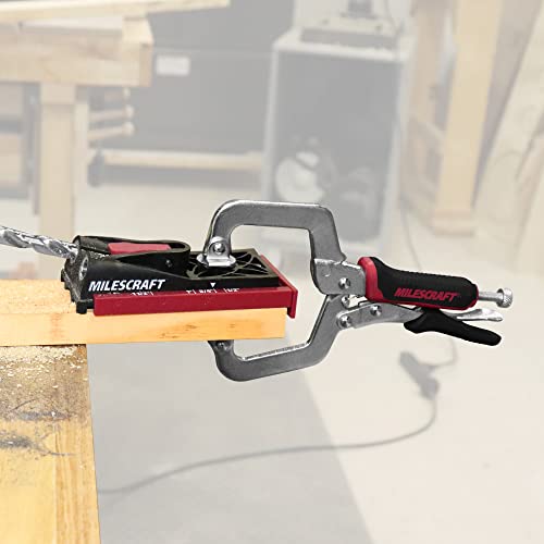 Milescraft 4000 2in Face Clamp Premium Heavy Duty, Locking, C-Clamp with Adjustable Swivel Pads, for Pocket Hole Joinery, Wood Projects, Welding and Milescraft