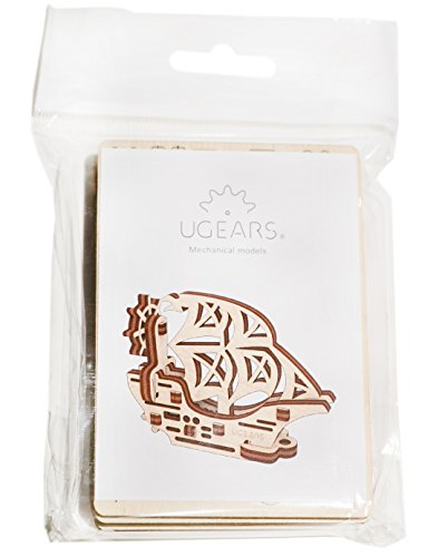 UGEARS 70035 U-Fidgets Schiffe Pieces-Set of 4 Anti-Stress 3D Puzzle-Self-Assembly 4 Mini Miniature Mechanical Models-Plywood Construction kit UGears