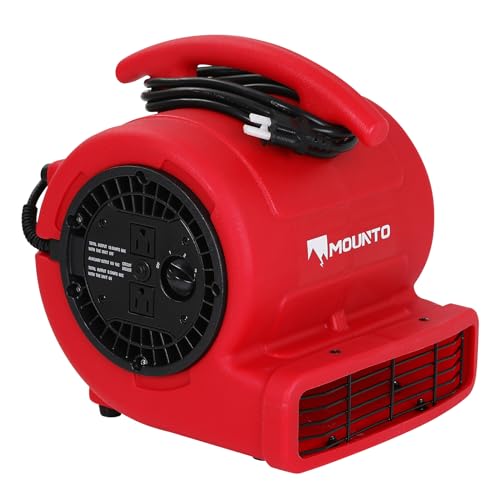 MOUNTO 1/4hp 1000CFM 2 Speed Air Mover Carpet Dryer Floor Fan Cooling Fan (Red) MOUNTO
