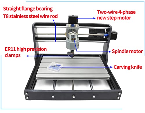 RATTMMOTOR 3018 Pro DIY CNC Router Kit, 3 Axis Hobby CNC Router Machine GRBL Control, Plastic Acrylic PVC PCB Wood Mini Desktop Engraving Milling RATTMMOTOR