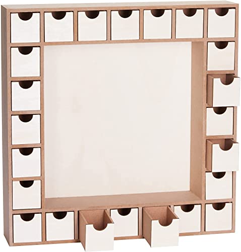 BRUBAKER Wooden Advent Calendar to Fill with 24 Drawers - DIY Unfinished Christmas Calendar for Painting, Crafting and Self-Design - Reusable - 13 BRUBAKER