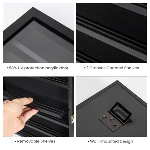 TJ.MOREE Minifigure Display Case for Collectibles, Mini Figure Display Case Wall Mount, 11 x 13.4 inches Black TJ.MOREE
