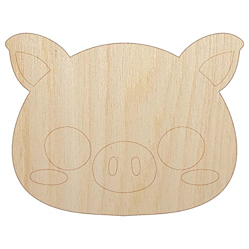 Charming Kawaii Chibi Pig Face Blushing Cheeks Unfinished Wood Shape Piece Cutout for DIY Craft Projects - 1/8 Inch Thick - 4.70 Inch Size Sniggle Sloth