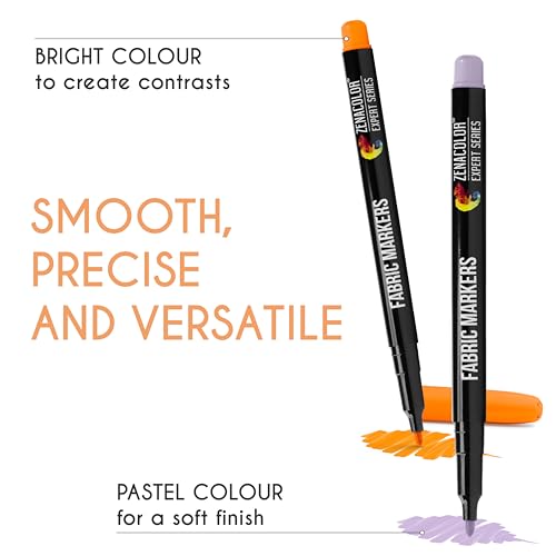 Zenacolor 40 Fabric Markers Pens Set - Non Toxic, Indelible and Permanent Fabric Paint - Fine Point Tip Textile Marker Pen Zenacolor