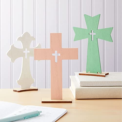 12 Pack Wooden Crosses for Crafts, Unfinished Wood Crosses for Centerpieces, Decor (3 Sizes) Bright Creations