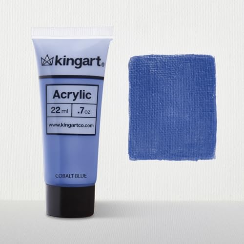 KINGART 500-124 PRO Artist Quality Cobalt Blue Acrylic Paint, 22ml (0.74oz) Tubes, 3 Pack - Set (66ml Total), Cobalt Blue KINGART