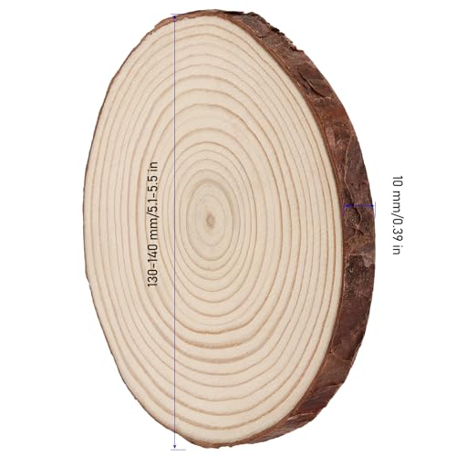 KINJOEK 30 PCS Natural Wood Slices 5.1-5.5 Inch with Bark Unfinished Wood Circles for Coasters DIY Crafts Wedding Decorations Christmas Ornaments KINJOEK