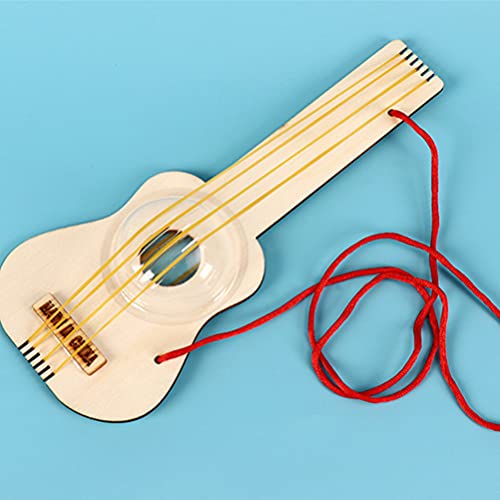 Toyvian 4 Sets Wooden Ukulele Stringed Music Instrument Unfinished Wood Guitar Build Your Ukulele DIY Ukulele Kit Brain Toy Kids Toys Handmade Guitar Toyvian