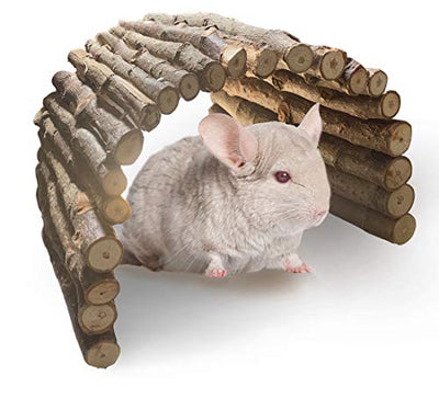 PINVNBY Guinea Pig Wooden Ladder Bridge Rabbits Hideout, House, Tunnel, Rodents Chew Toys for Bunny, Chinchillas, Hedgehogs, Ferrets, Rat and Small