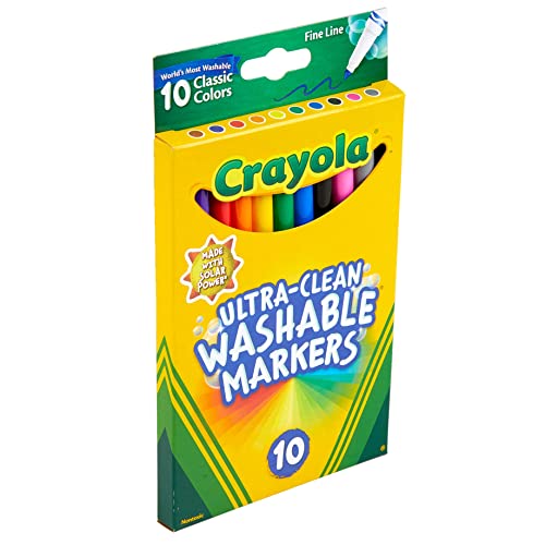 Crayola Ultra-Clean Washable Markers, Fine Line Multicolor, 10 Count Crayola