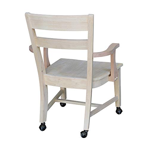 International Concepts Dining Chair with Casters, Unfinished IC International Concepts