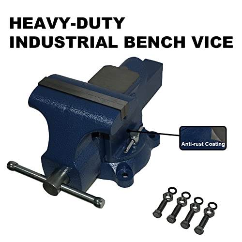 PPUMP Bench Vise 6 Inch Jaw Width 5.5 Inch Jaw Opening Home Vise - Secure Grip with 360° Swivel Base Home Vise Rotation Base - Assembled with a PPUMP