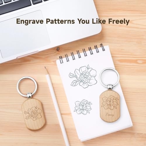 70 PCS Wooden Keychains, Engraving Blanks Wooden Blank Keychains, Wood Key Chain Bulk, Wooden Key Ring Key Tag for DIY Gift Crafts Homaisson