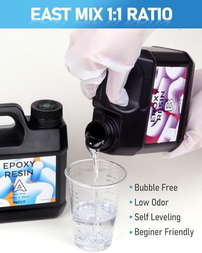 INCLY 64oz Crystal Clear Epoxy Resin Kit, Bubbles Free & No Yellowing Resin Supplies Coating Casting Resin for Jewelry Making, DIY Art Crafts, Table INCLY