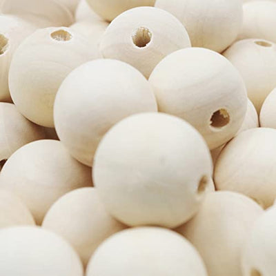 hesmartly 100Pcs 1 Inch Unfinished Wood Beads Round Wooden Spacer Beads Natural Wood Loose Beads