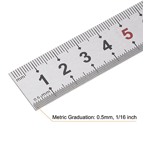 HARFINGTON 2pcs Stainless Steel Ruler 6-inch/15cm Metal Rulers 0.75" Wide, Inch and Metric Graduation Straight Edge Measuring Tool HARFINGTON