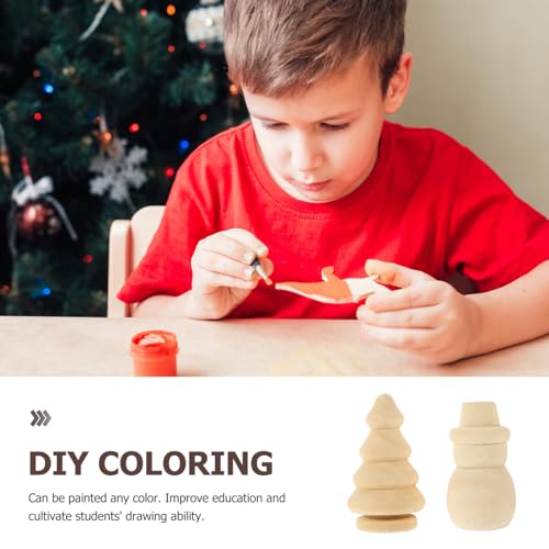 VILLCASE Unfinished Wood Christmas Tree Snowman Blank Wooden Peg Dolls Xmas Tree DIY Wooden Snowman Peg for Christmas Painting Coloring Arts Projects VILLCASE
