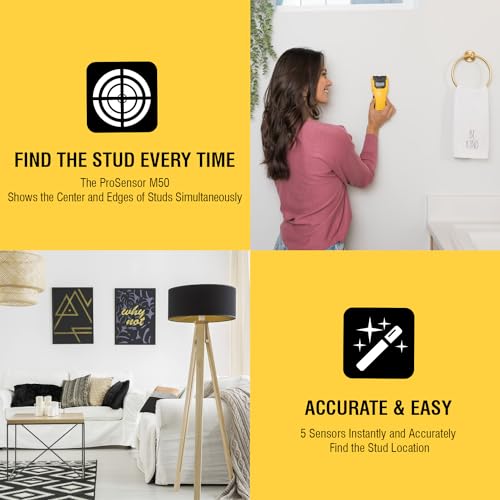 Franklin Sensors ProSensor M50 Stud Finder with 5-Sensors, Wood & Metal Stud Detector/Wall Scanner, Made in The USA Franklin Sensors Professional Stud Finders