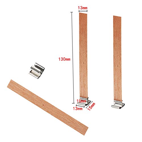 154Pcs Wood Candle Wicks, BENBO 5.1 X 0.5 Inch Smokeless Crackling Wooden Candle Wicks Natural Candle Wicks with Iron Stand Candle Warning Labels for BENBO