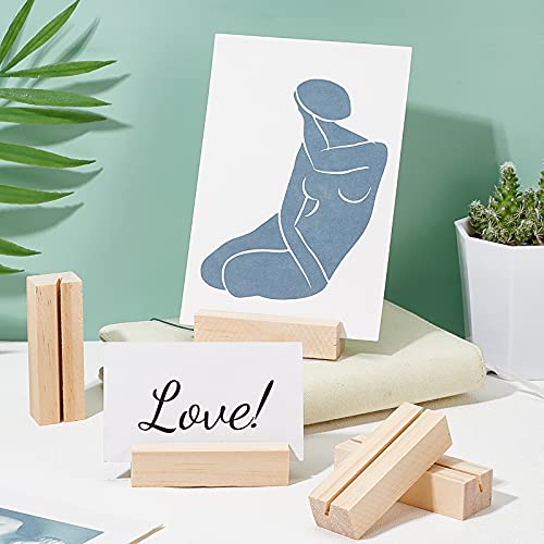 OLYCRAFT 20PCS Wood Place Card Holders Wood Name Card Holder Table Number Stands for Wedding Party Events Decoration Double Side Display Mini OLYCRAFT