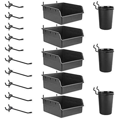 G.CORE 18PC Peg Board Organizer Accessories, 1/8" & 1/4" Pegboard Wall Organizer, Pegboard Hook Assortment Storage Bins Cups Metal Hooks for Craft