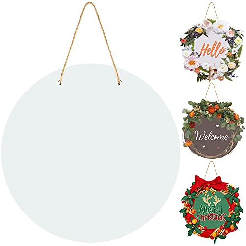 Sublimation Door Hanger Outdoor Hanging Vertical Sign Welcome Wreaths Front Door Round Wood Hanging Front Door Sign for Home, Garden,Yard, Bar Jetec