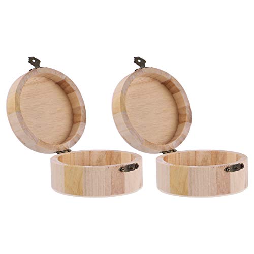 COHEALI 4pcs Unprinted Wood Case Lid Venue Your Make for Treasure Storing Locking Blank Bracelet Hinged Trinket Display Cases Necklace Front Present COHEALI