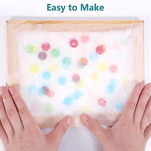 Caydo 18 Pieces Paper Making Kit Includes A5, A6 Size Wooden Mold and Deckle, Absorbent Paper, Pulp, Sponge, Paints, Confetti and Instructions for Caydo