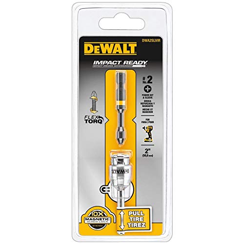 DEWALT FlexTorq Magnetic Bit Holder, Impact Ready, 2-Inch (DWA2SLVIR) DEWALT