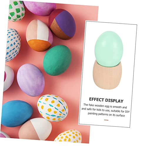 DECHOUS 1 Set Easter Eggs Unfinished Wooden Egg Wooden Egg Stand Wooden Egg Holder Easter Egg Cup Wooden Fake Eggs Artificial Food Props Easter Egg DECHOUS