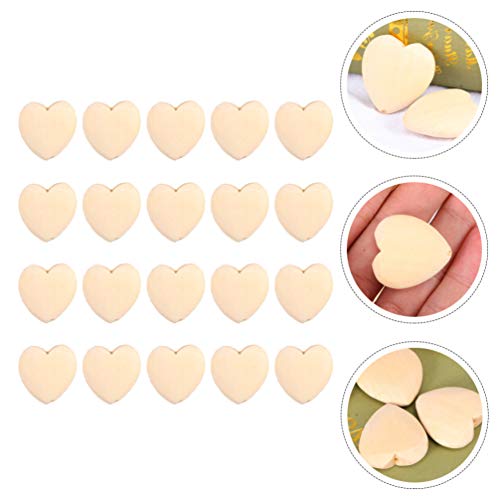EXCEART 20Pcs Log Color Peach Heart Wooden Shapes to Paint Wooden Loose Beads Heart Wooden Embellishments Wooden Hearts for Wood Heart Cutouts Wood EXCEART