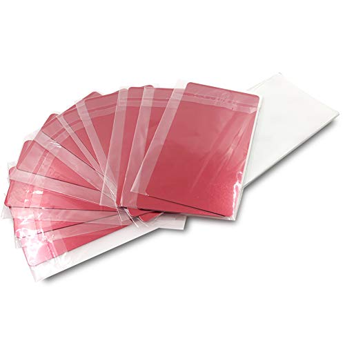 Ebamaz Anodized Aluminium Laser Engraved Mount Metal Plate Etching Sheets 100X50X0.5mm Round Corner with Adhesive (Red,Blank,10PCS) ebamaz