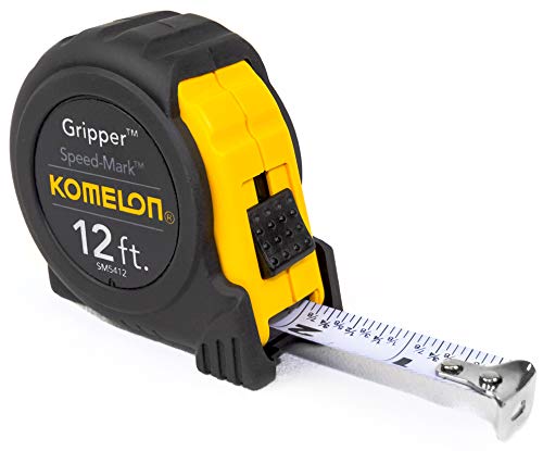 Komelon SM5412 Speed Mark Gripper Acrylic Coated Steel Blade Measuring Tape 5/8-Inch x 12-Feet, White Komelon