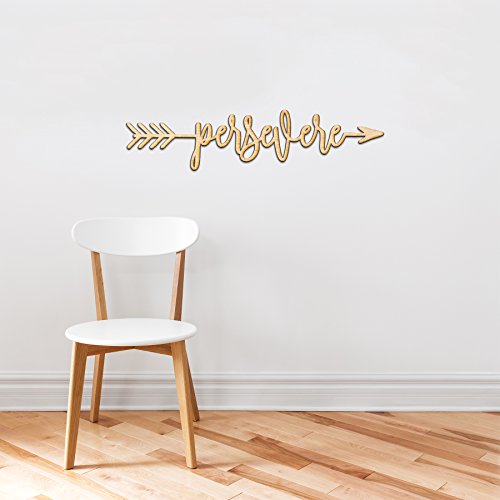 Persevere Right Arrow Wood Sign Home Decor Wall Art Hanging Rustic Unfinished 12" x 3" Woodums