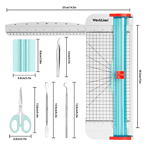 WORKLION Essential Tool Set Assorted: Vinyl Weeding Craft Basic kit and 12 inch Paper Cutter for Weeding Vinyl & Cricut & Silhouettes & Cameos & WORKLION