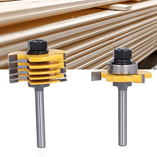 Domino Joiner, Slot Cutter Router Bit 3 Wing Adjustable 2Pcs for Particle Board for Solid Wood for Plywood for Medium Density Fiberboard Shanrya