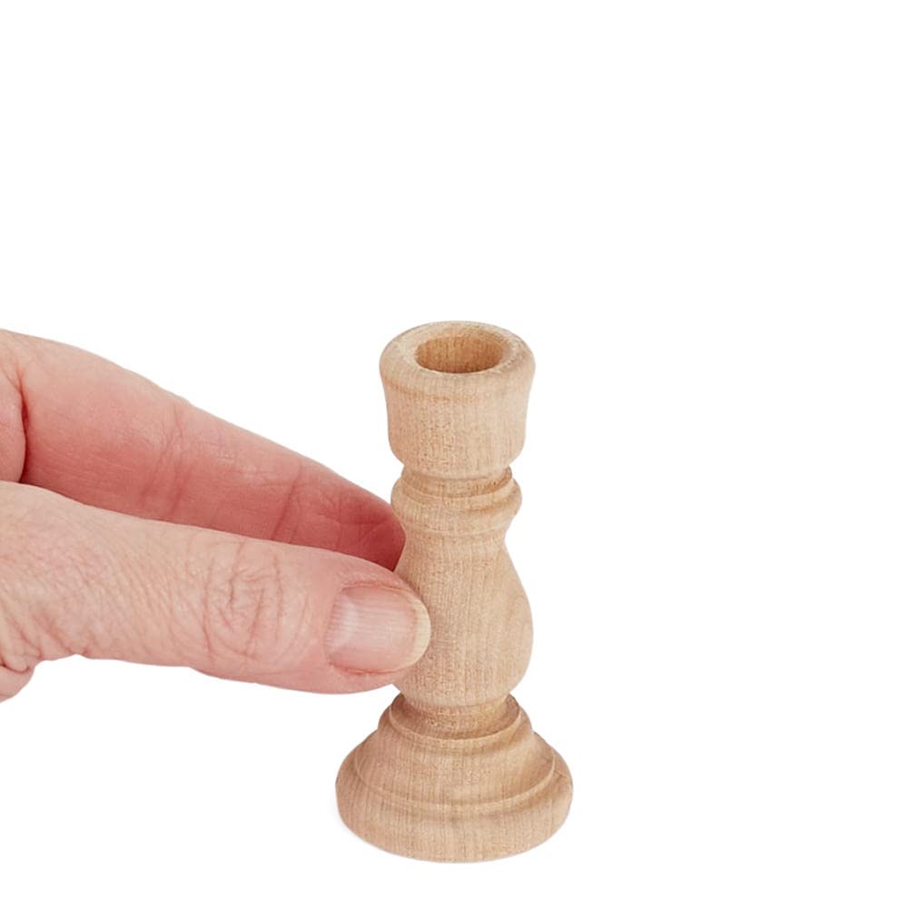 Unfinished Natural Wood Candle Sticks Set by Factory Direct Craft - Set of 12 Wooden Candle Holders for DIY Crafts and Decorating Made in USA (Sizes Factory Direct Craft
