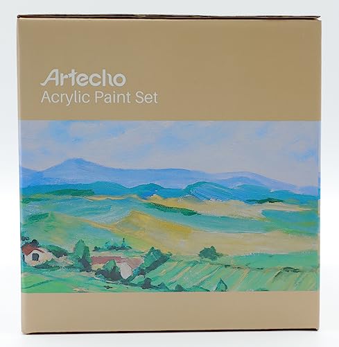 Artecho Professional Acrylic Paint Set, 20 Primary Colors (120ml / 4.05oz) Tubes, Art Craft Paints for Canvas, Rock, Stone, Wood, Fabric, Art Artecho