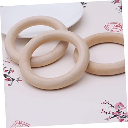 VOSAREA 20 Pcs Unfinished Wooden Rings Wood Craft Pendant Ring Unfinished Smooth Wooden Ring Wooden Rings for Macrame Wooden Circle Crib Toys Curtain VOSAREA